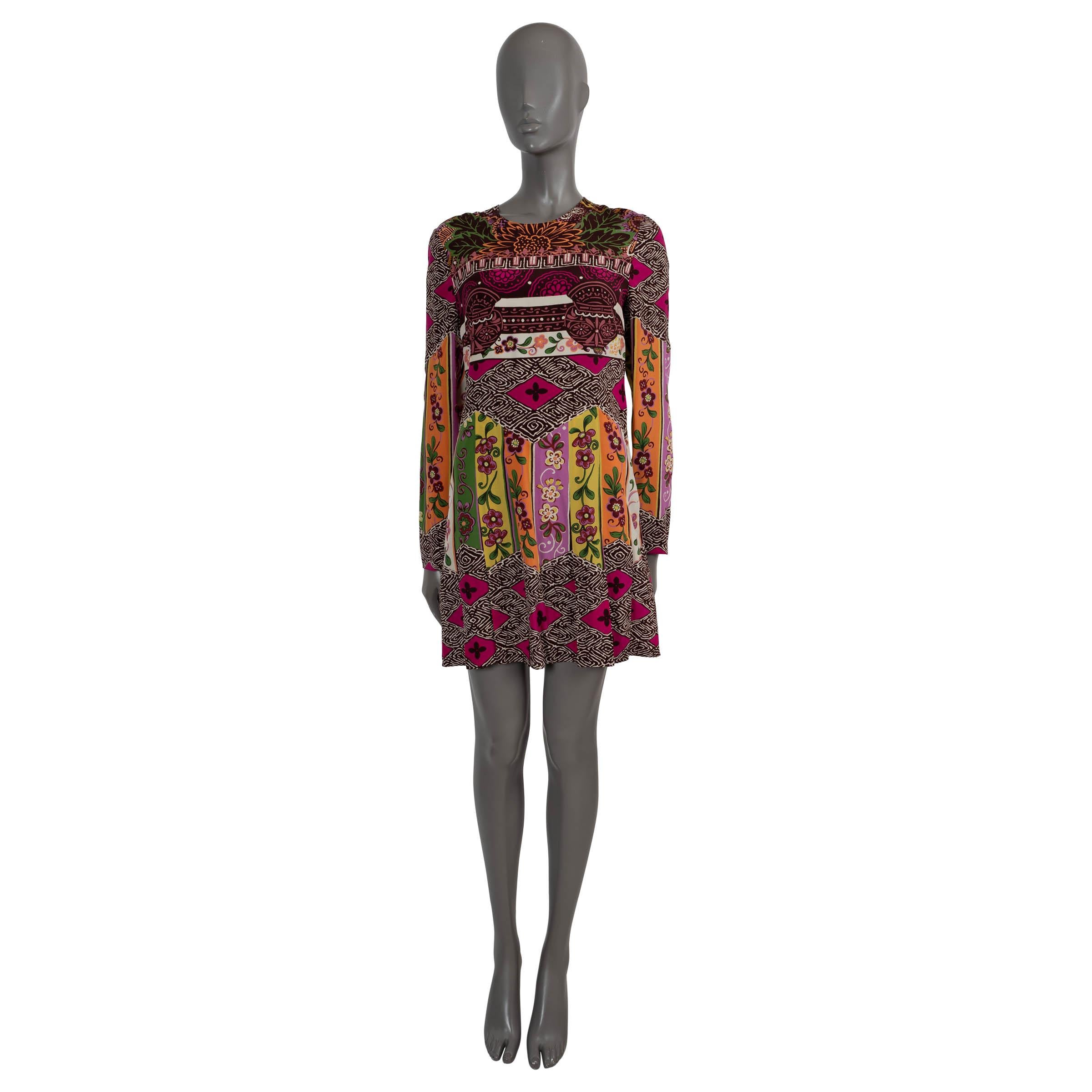 VALENTINO multicolor silk 2020 FLORAL MINI Dress 42 M In Excellent Condition For Sale In Zürich, CH
