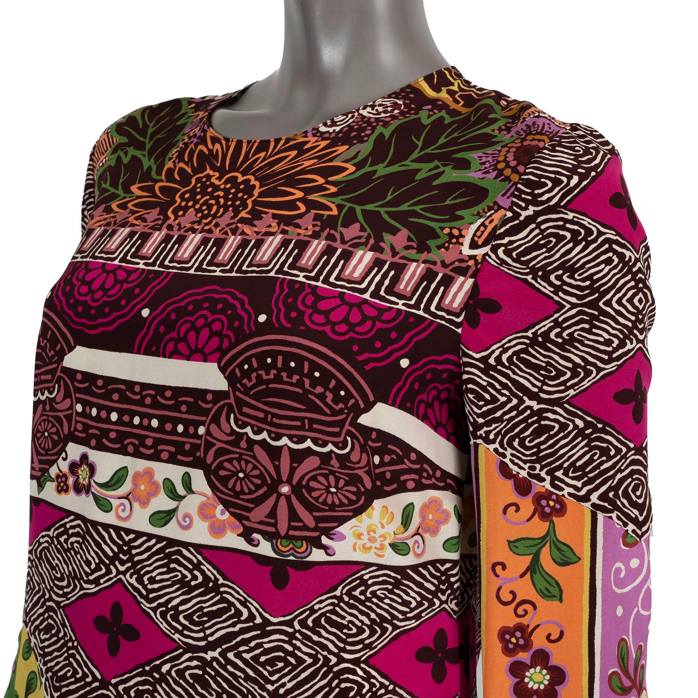 Women's VALENTINO multicolor silk 2020 FLORAL MINI Dress 42 M For Sale