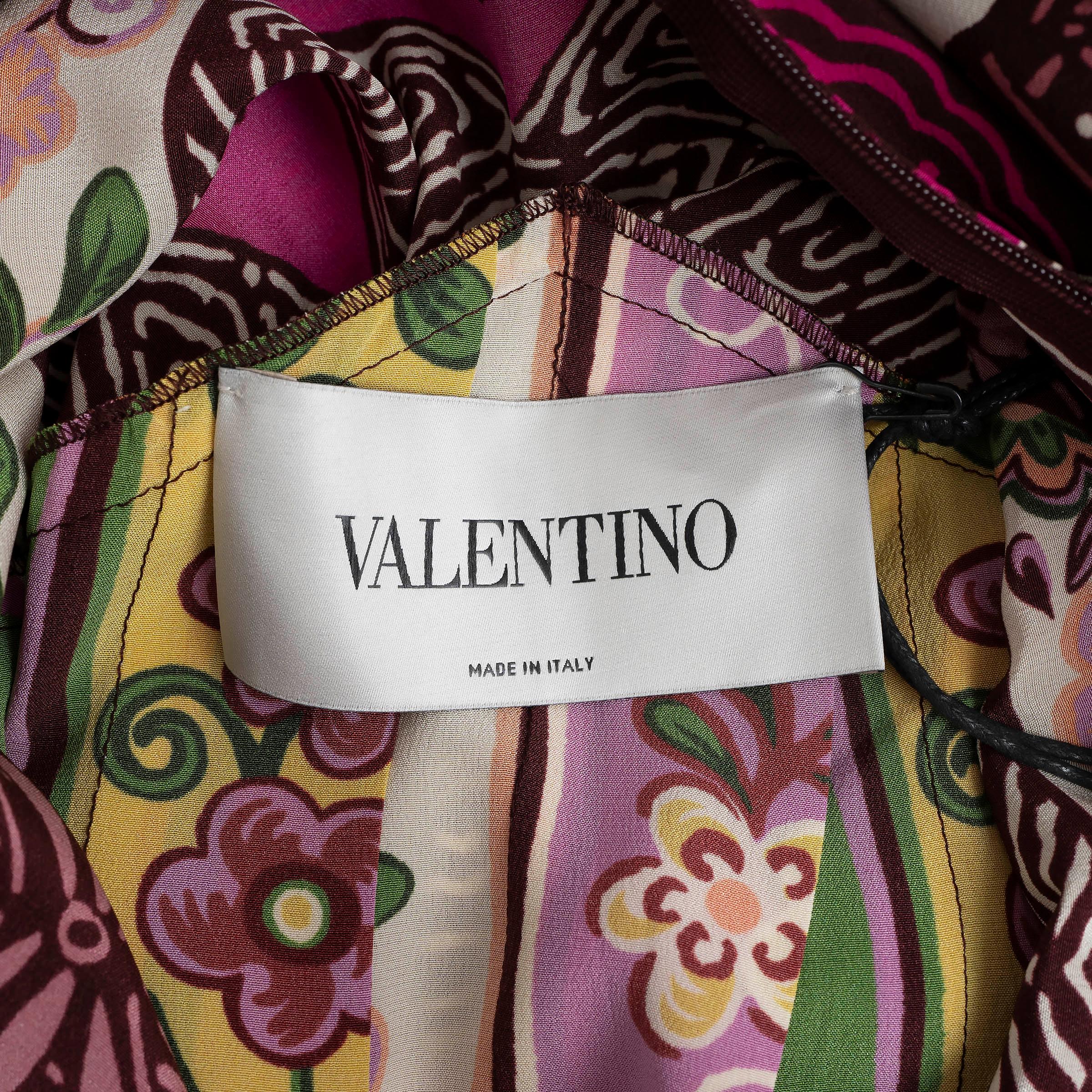 VALENTINO multicolor silk 2020 FLORAL MINI Dress 42 M For Sale 1