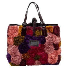 Mehrfarbige Rosier-Tasche aus Seide und Lackleder mit Blumenmuster
