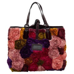 Valentino Multicolor Silk And Patent Leather Floral Rosier Tote