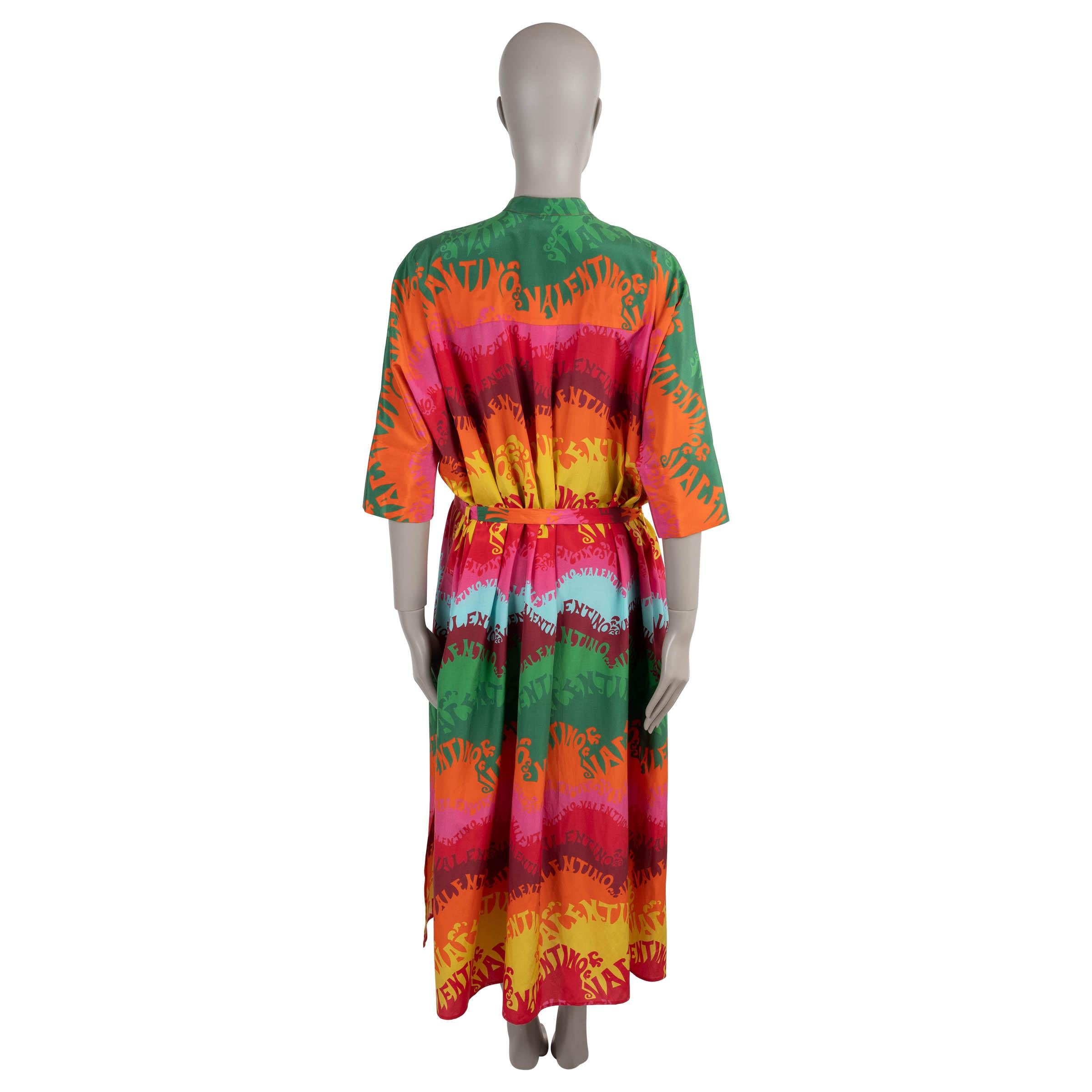 Orange VALENTINO soie et coton multicolore 2022 WAVE LOGO SHIRT Robe XS en vente