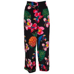 Valentino Multicolor Silk Tropical Print Wide Leg Pants S