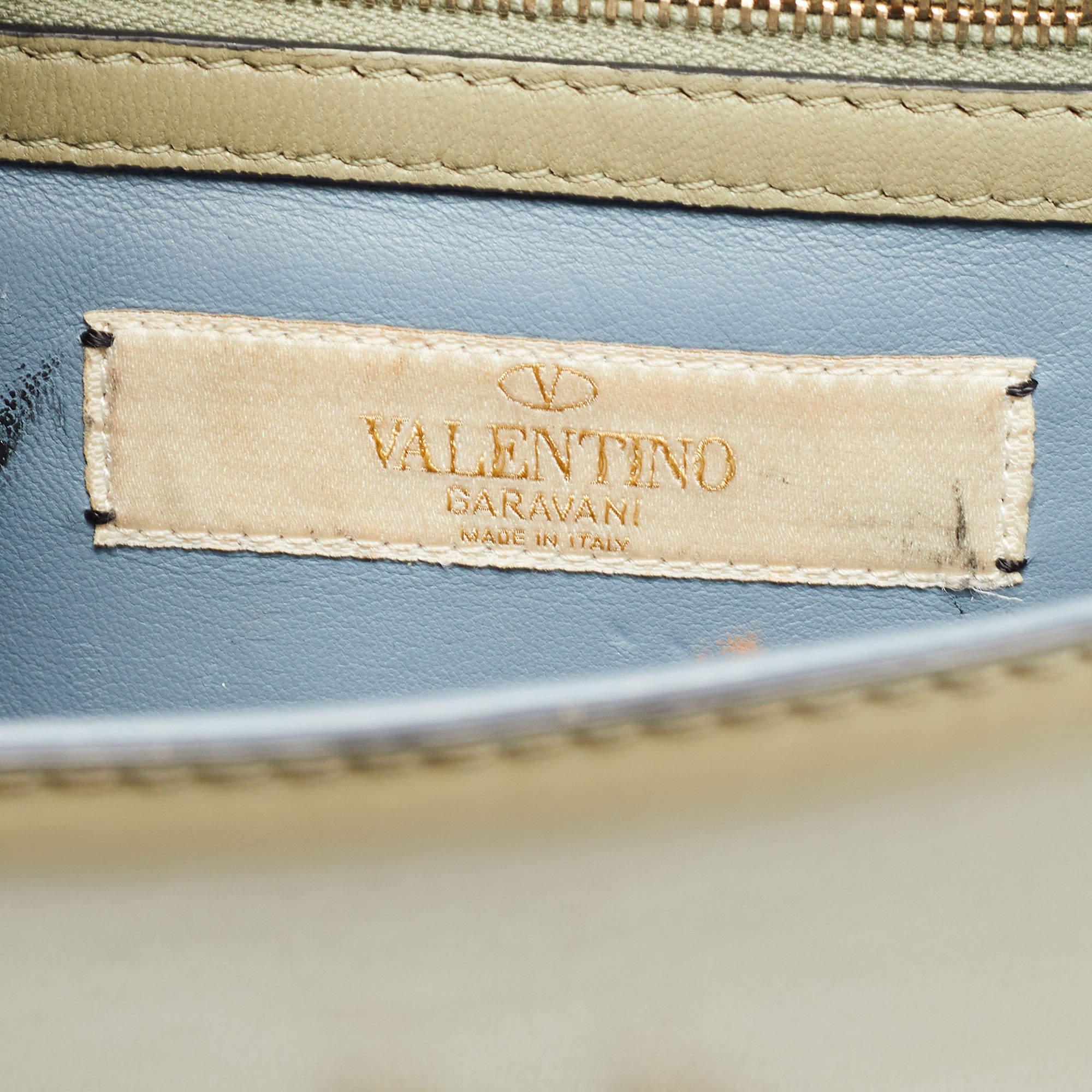 Valentino Multicolor Small Floral Embellished Rockstud Glam Lock Flap Bag 7