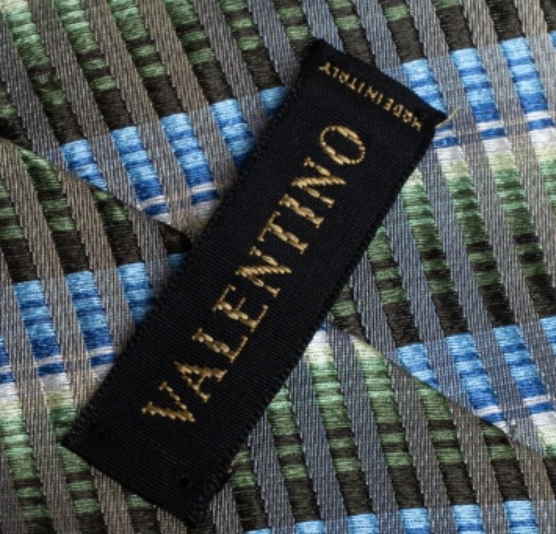 Gray Valentino Multicolor Striped Jacquard Silk Tie For Sale
