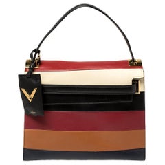 Valentino Multicolor Striped Leather My Rockstud Top Handle Bag