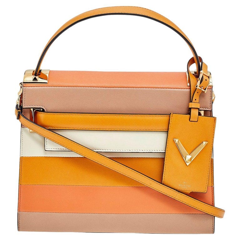 Valentino Multicolor Striped Leather My Rockstud Top Handle Bag at 1stDibs