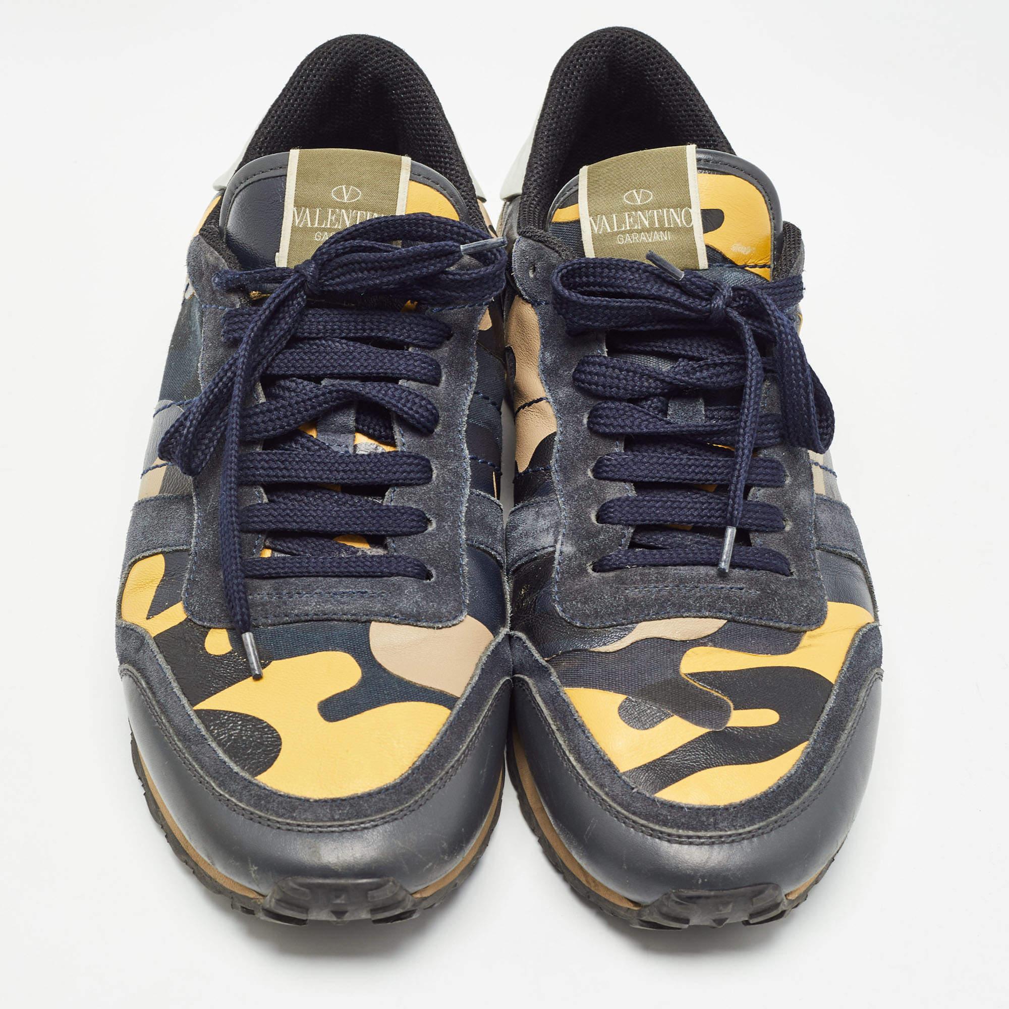 Noir Valentino Baskets multicolores en daim et cuir à lacets Taille 43 en vente