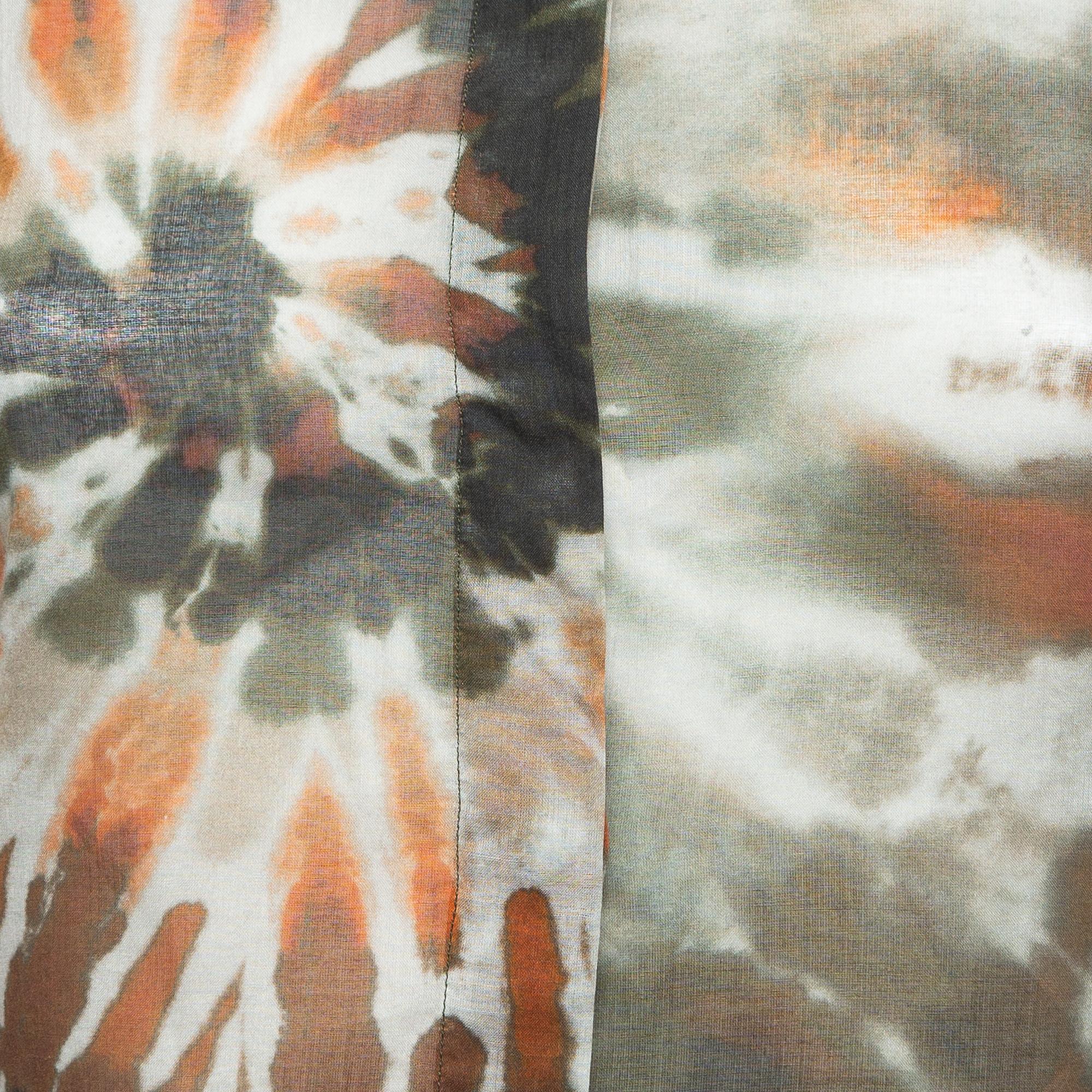 Gray Valentino Multicolor Tie-Dye Print Cotton Buttoned Full Sleeve Shirt S