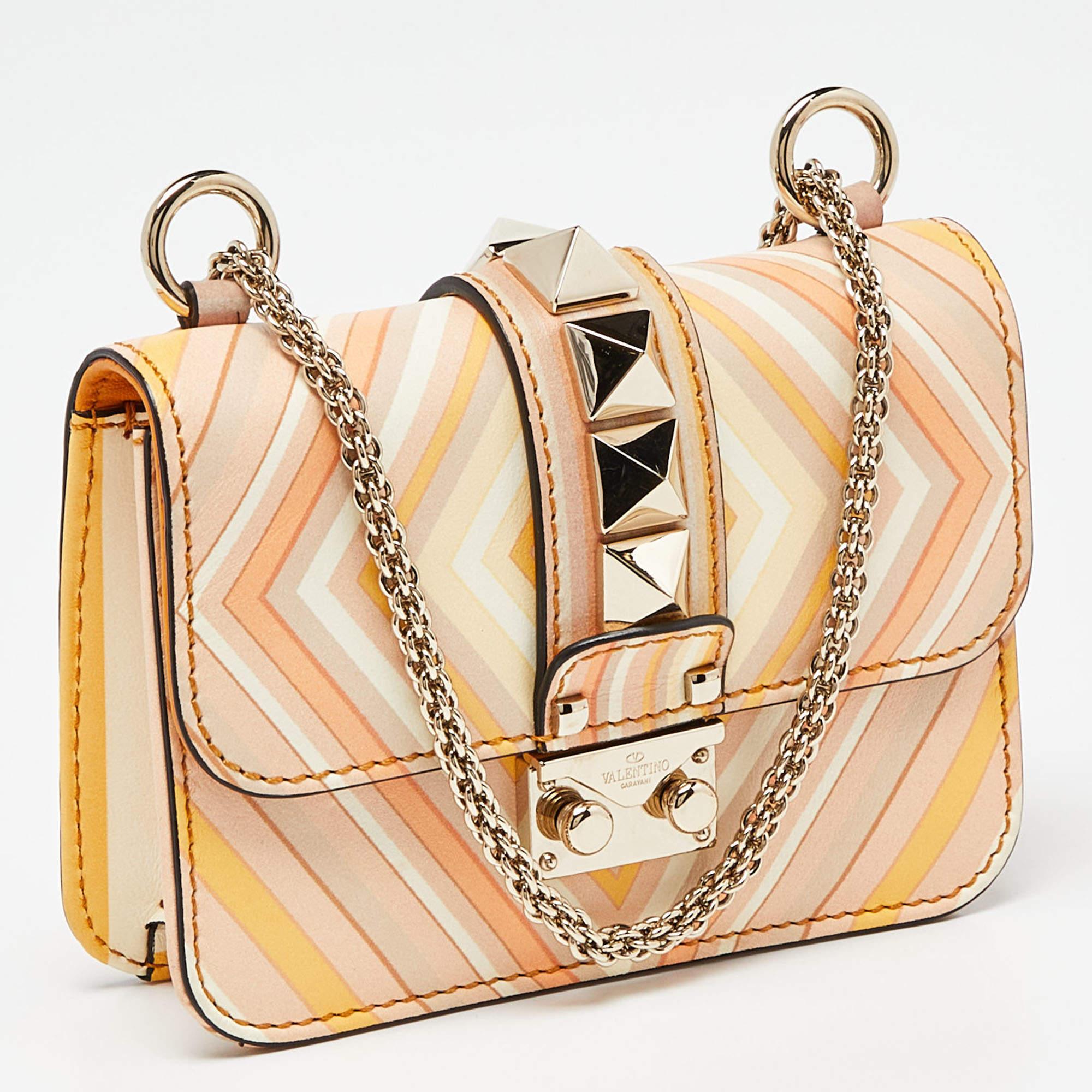 Valentino Multicolour Leather Mini Glam Lock Shoulder Bag In Good Condition In Dubai, Al Qouz 2