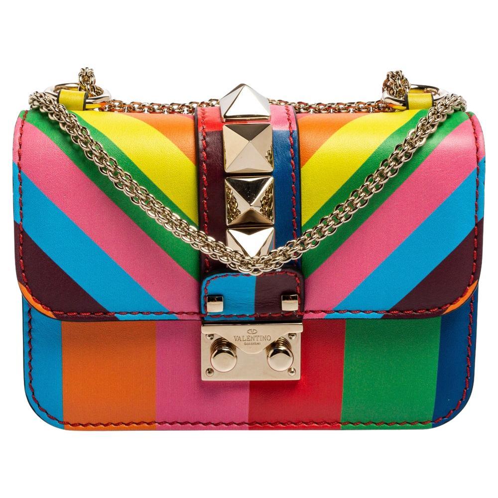 Valentino Multicolour Leather Mini Glam Lock Shoulder Bag at 1stDibs | rainbow
