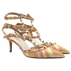 Used Valentino Multicoloured Asymmetric Rockstud Caged 65MM Pumps 41 (IT)