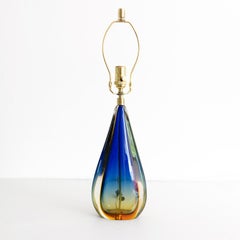 Valentino, Murano Italy Multicolored Glass Sommerso Technique Table Lamp