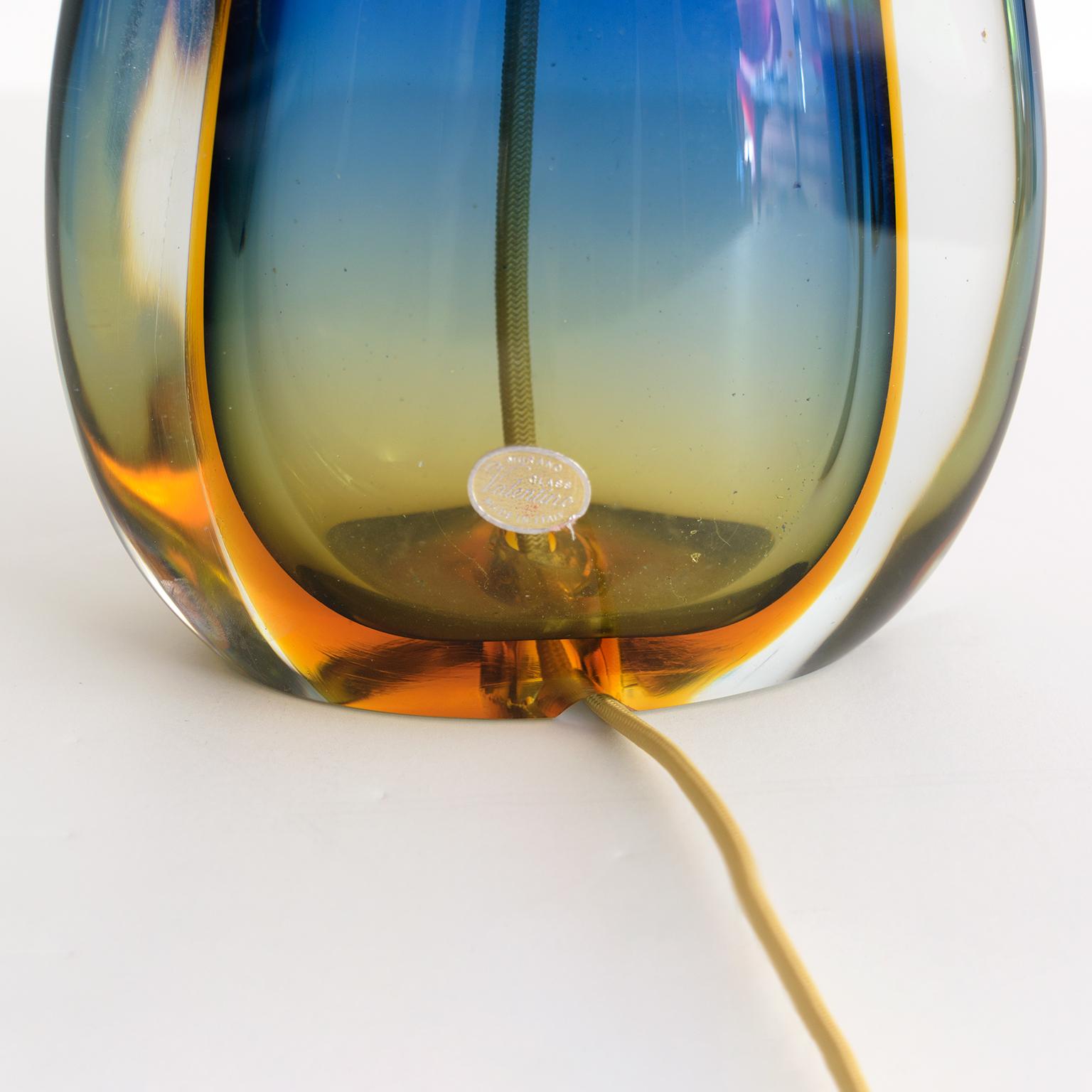 Mid-Century Modern Valentino, Murano Italy Multicolored Glass Sommerso Technique Table Lamp