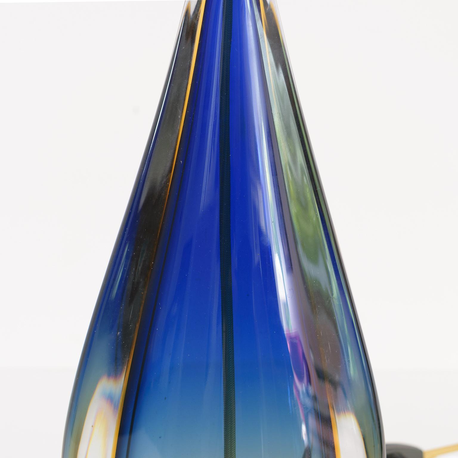 Italian Valentino, Murano Italy Multicolored Glass Sommerso Technique Table Lamp