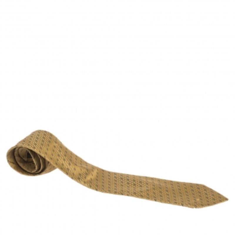 Valentino Mustard Yellow Diagonal Pattern Traditional Silk Tie Amarillo en venta