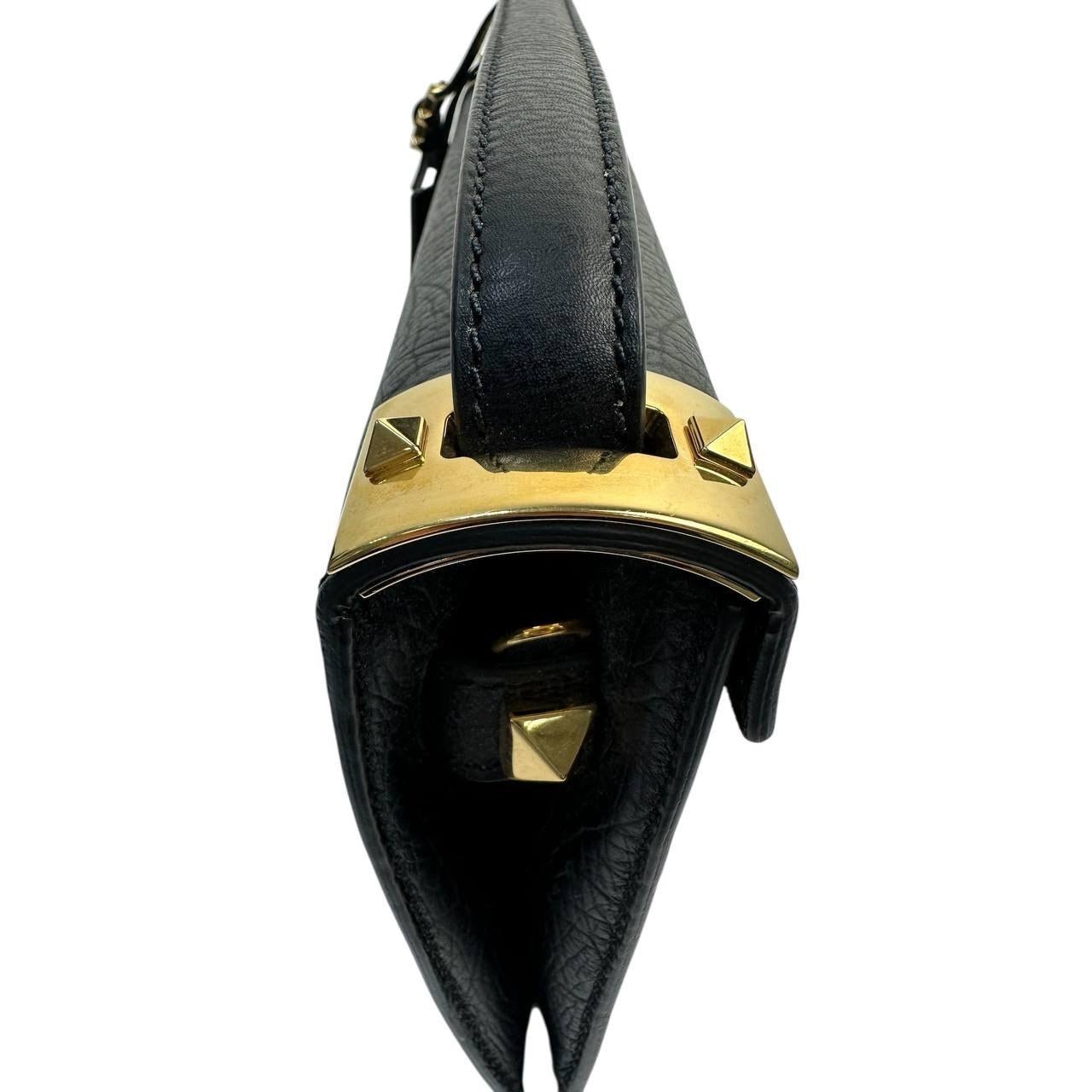 Valentino My Rockstud Schwarze Leder Clutch Tasche Damen im Angebot