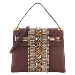 Valentino My Rockstud Satchel Tribal Embellished Leather Medium