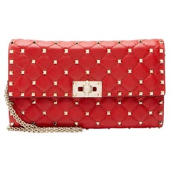 Valentino Nappa Leather Rockstud Spike Wallet On Chain