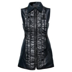 Valentino Navy Blue Cotton Ruffle Accents Zip Front Jacket M Valentino Navy Blue Cotton Ruffle Accents Zip Front Jacket M