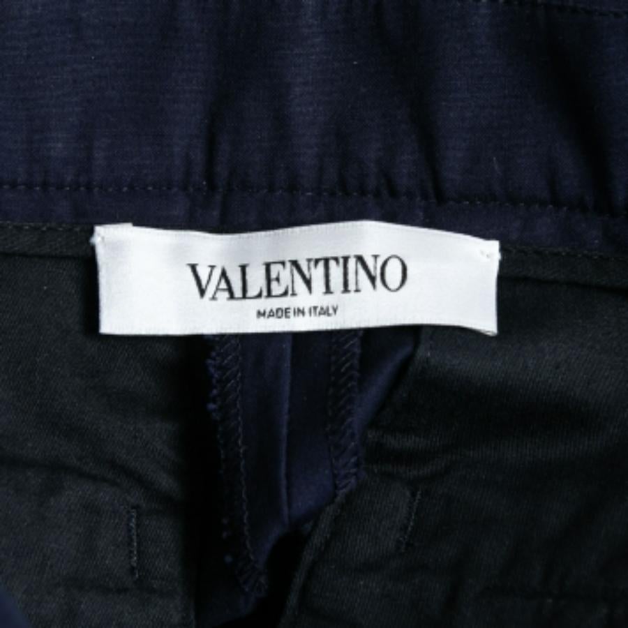 Valentino Marineblaue Hose aus Baumwolle mit geradem Bein und Knöchellänge in S Damen im Angebot