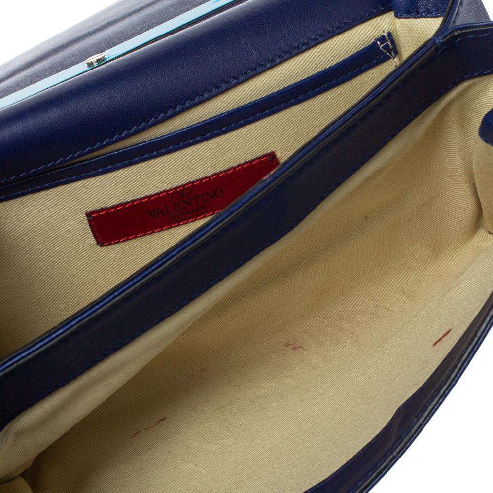 Valentino Navy Blue Leather Medium Va Va Voom Chain Shoulder Bag 3