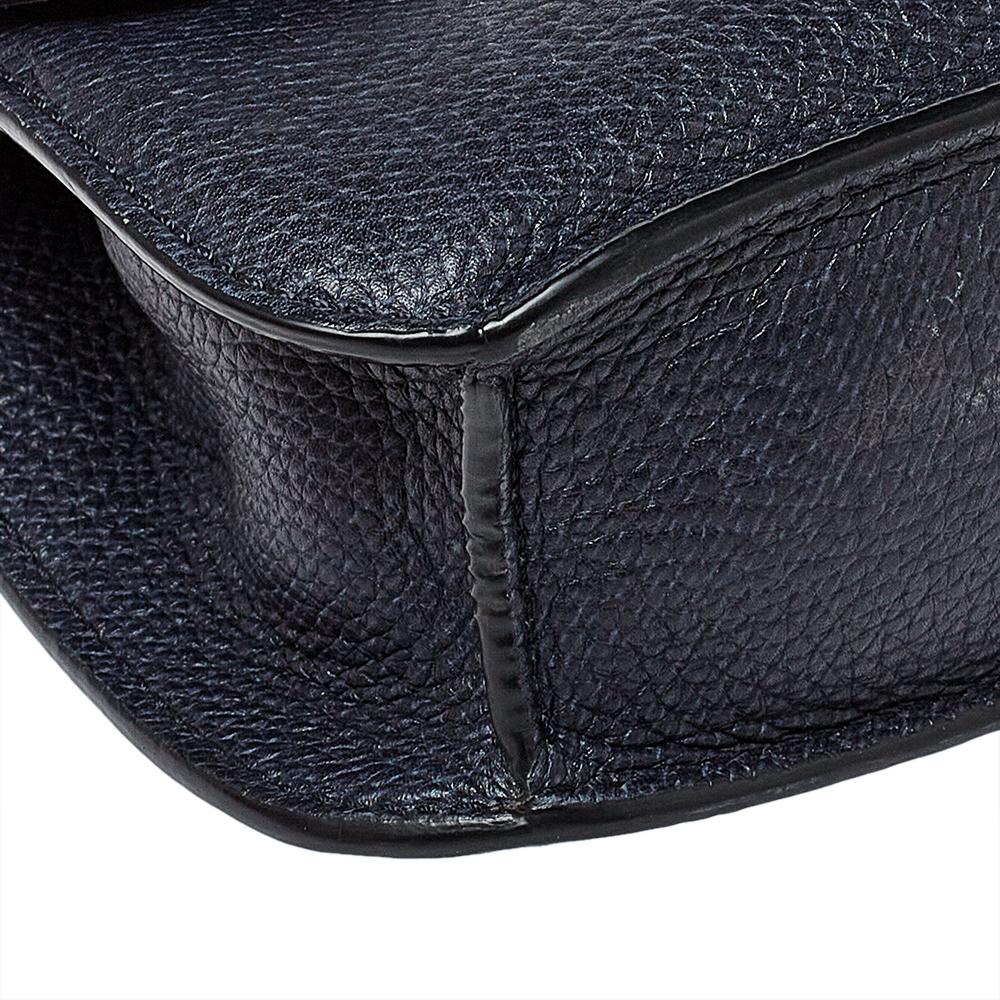 Valentino Navy Blue Leather Small Rockstud Glam Lock Flap Bag 1