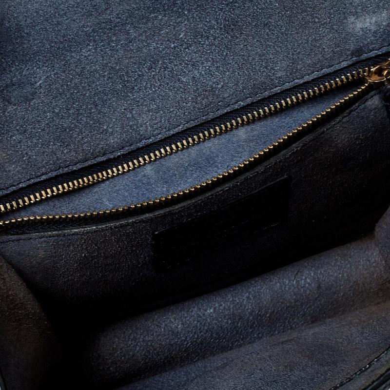 Valentino Navy Blue Leather Small Rockstud Glam Lock Flap Bag 3