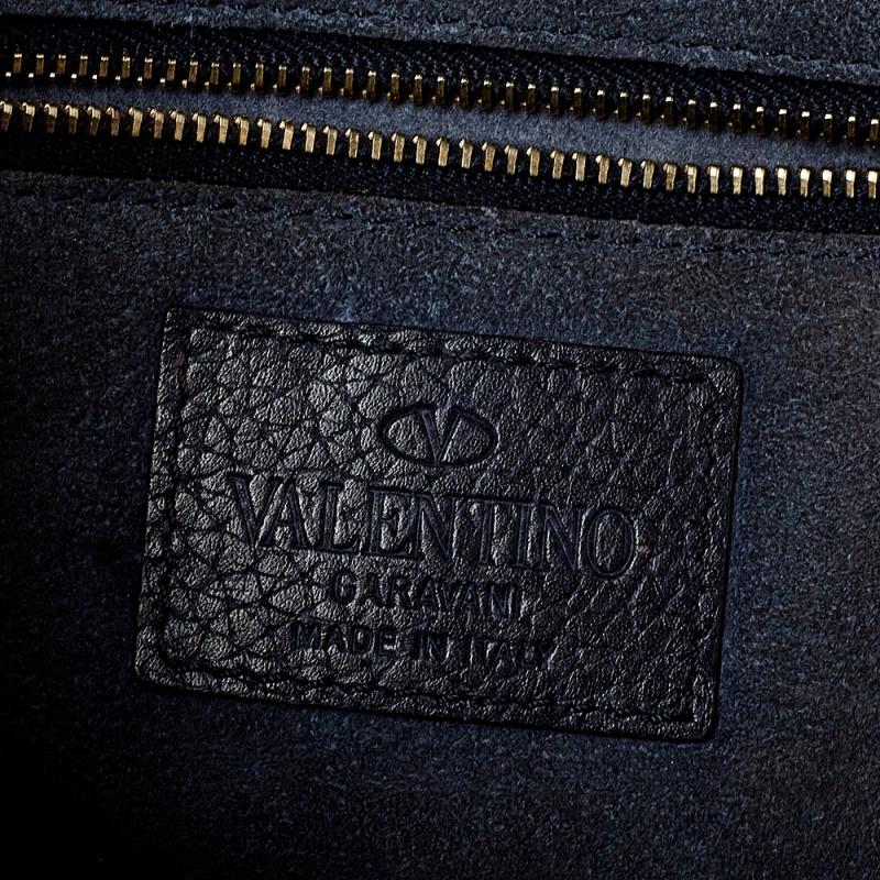 Valentino Navy Blue Leather Small Rockstud Glam Lock Flap Bag 4