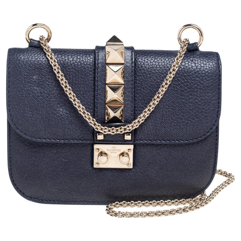 Valentino Turnlock Flap Shoulder Bag Leather with Micro Rockstuds Micro ...