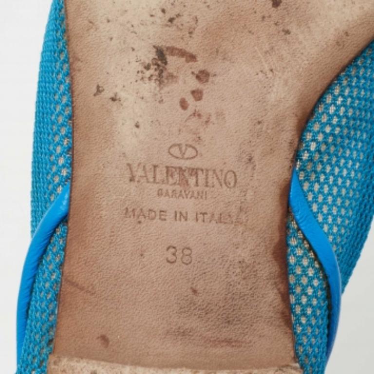 Valentino Navy Blue Mesh And Leather Ballet  Flats Size 38 3