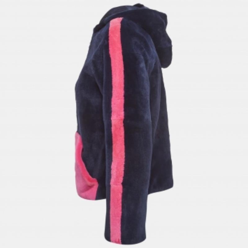 Donna Valentino Giacca con zip in pelliccia di rosa e blu scuro Up&Up in vendita