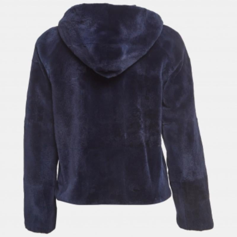 Valentino Giacca con zip in pelliccia di rosa e blu scuro Up&Up in vendita 1