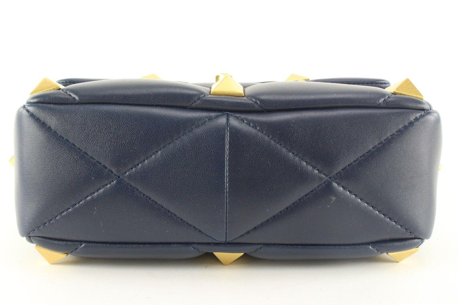 Valentino Navy Blue Quilted Roman Stud Crossbody GHW Chain 2VAL0407C For Sale 1