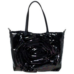 Valentino Navy Blue Sequin Small Petale Tote