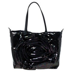 Valentino Navy Blue Sequin Small Petale Tote