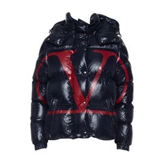 Valentino Navy Blue Synthetic VLOGO Signature Padded Hooded Jacket M