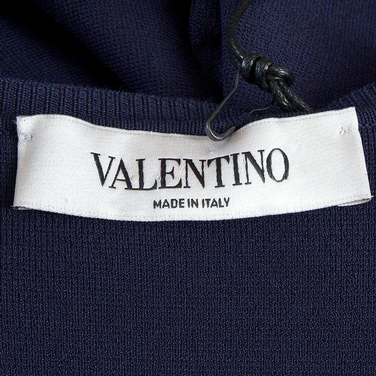 VALENTINO navy blue viscose RUFFLED KNIT Sleeveless Dress S For Sale at ...