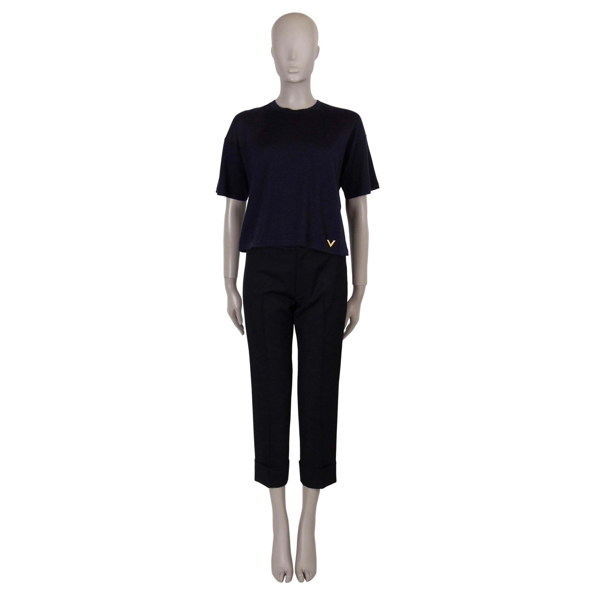 Valentino blu navy VLOGO OVERSIZED KNIT T-SHIT Shirt S In condizioni ottime in vendita a Zürich, CH