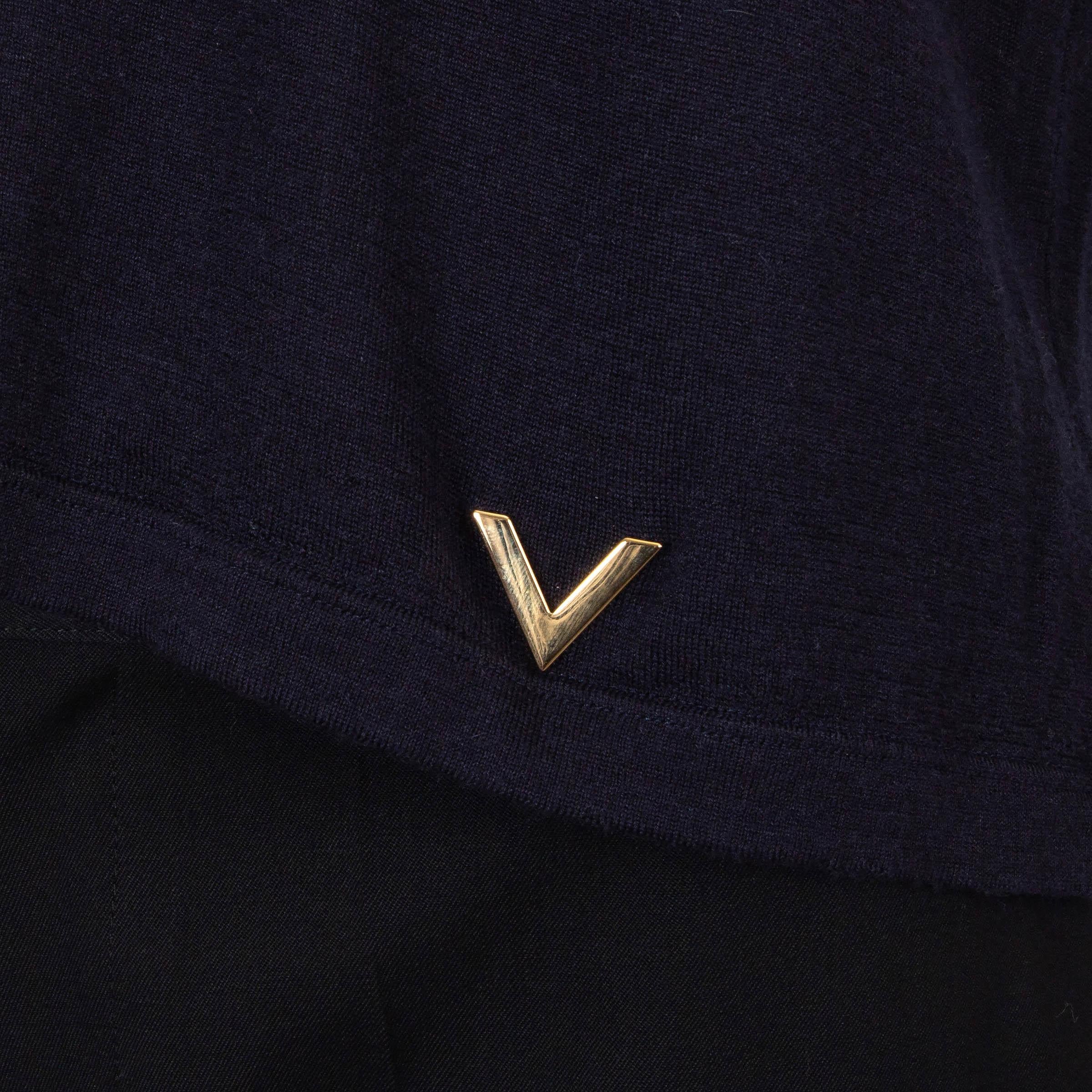 Valentino blu navy VLOGO OVERSIZED KNIT T-SHIT Shirt S in vendita 1