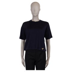 VALENTINO navy blue VLOGO OVERSIZED KNIT T-SHIT Shirt S