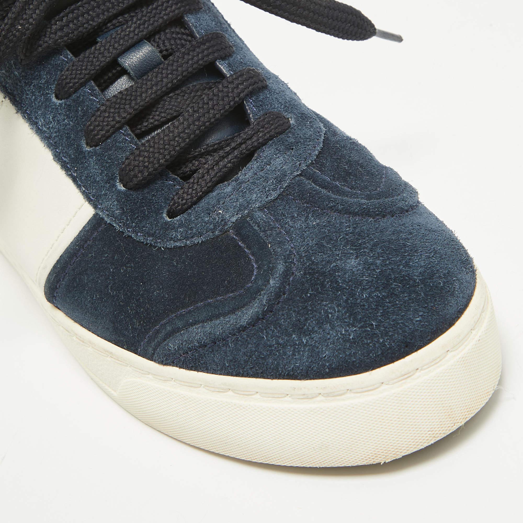 Valentino Navy Blue/White Suede and Leather Flycrew Sneakers Size 38.5 2