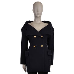 VALENTINO navyblaue Wolle 20202 OFF-SHOULDER TWILL PEACOAT Jacke 40 S