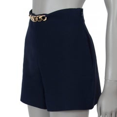 VALENTINO navy blue wool 2022 VLOGO CHAIN CREPE Shorts Pants S