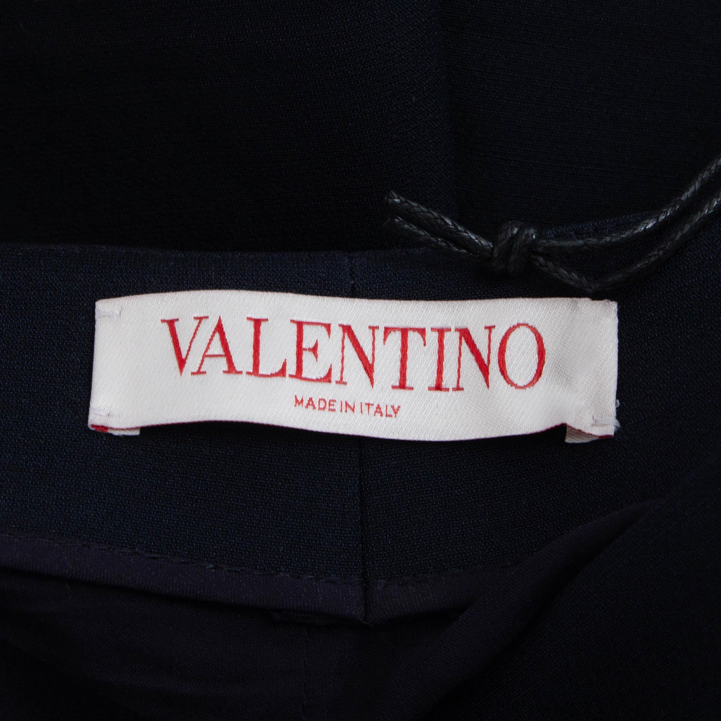 VALENTINO navy blue wool 2022 VLOGO CHAIN CREPE Shorts Pants S For Sale 2