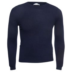 Valentino Navy Blue Wool Crew Neck Sweater M
