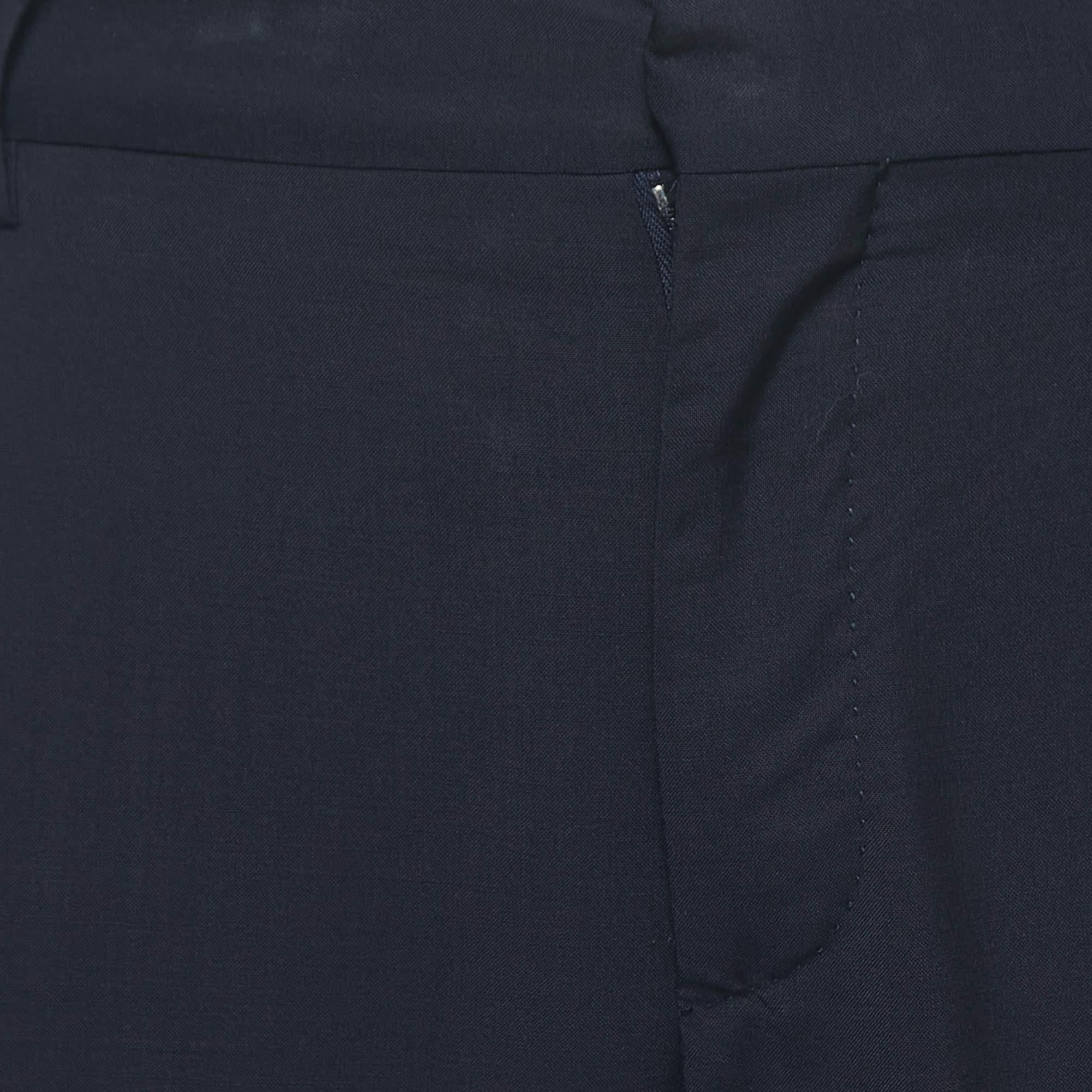 Valentino Navy Blue Wool Tailored Trousers M In Good Condition For Sale In Dubai, Al Qouz 2