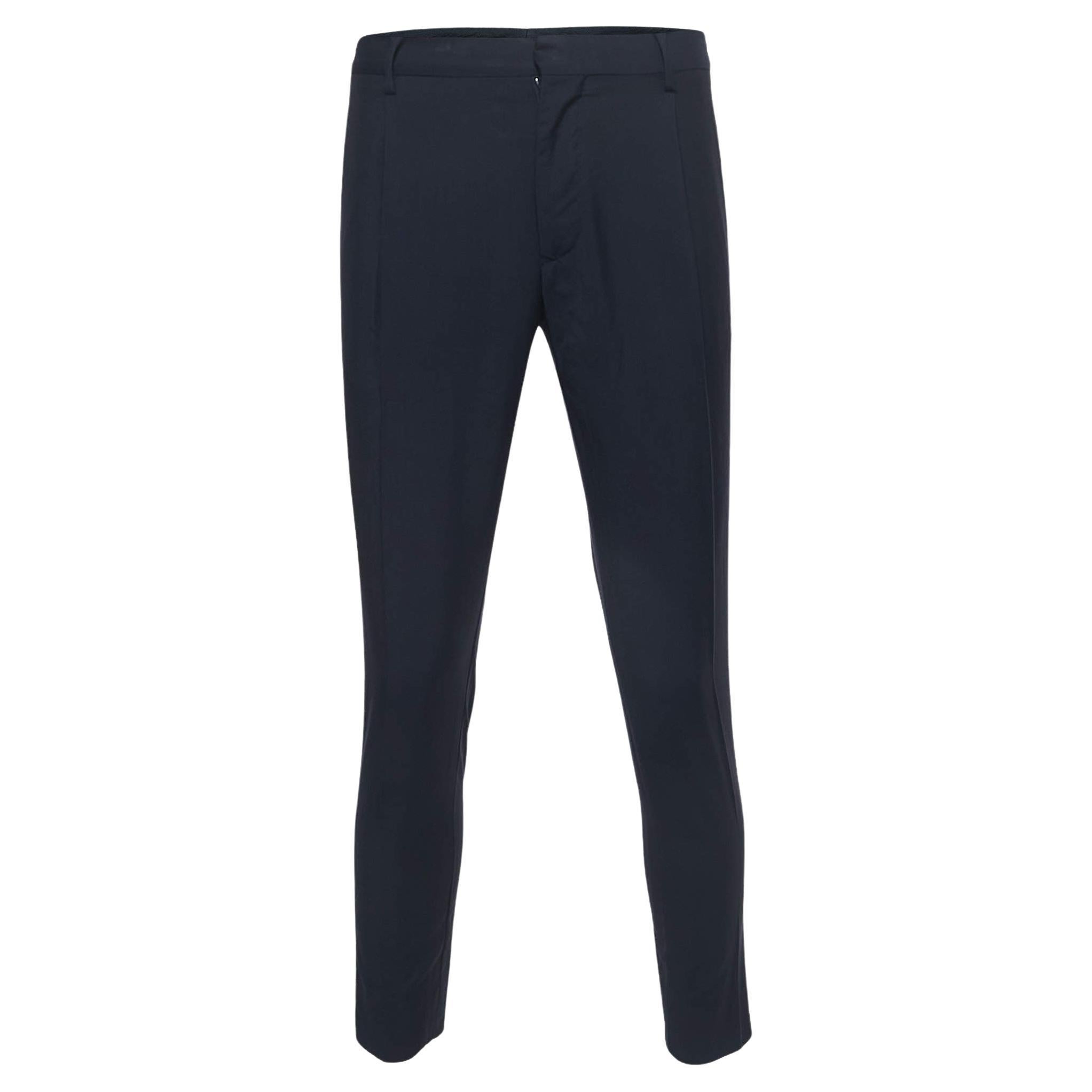 Valentino Navy Blue Wool Tailored Trousers M For Sale