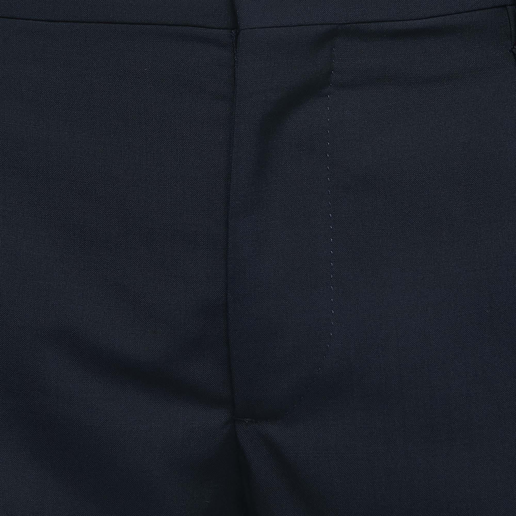Valentino Navy Blue Wool Tailored Trousers S In Good Condition For Sale In Dubai, Al Qouz 2