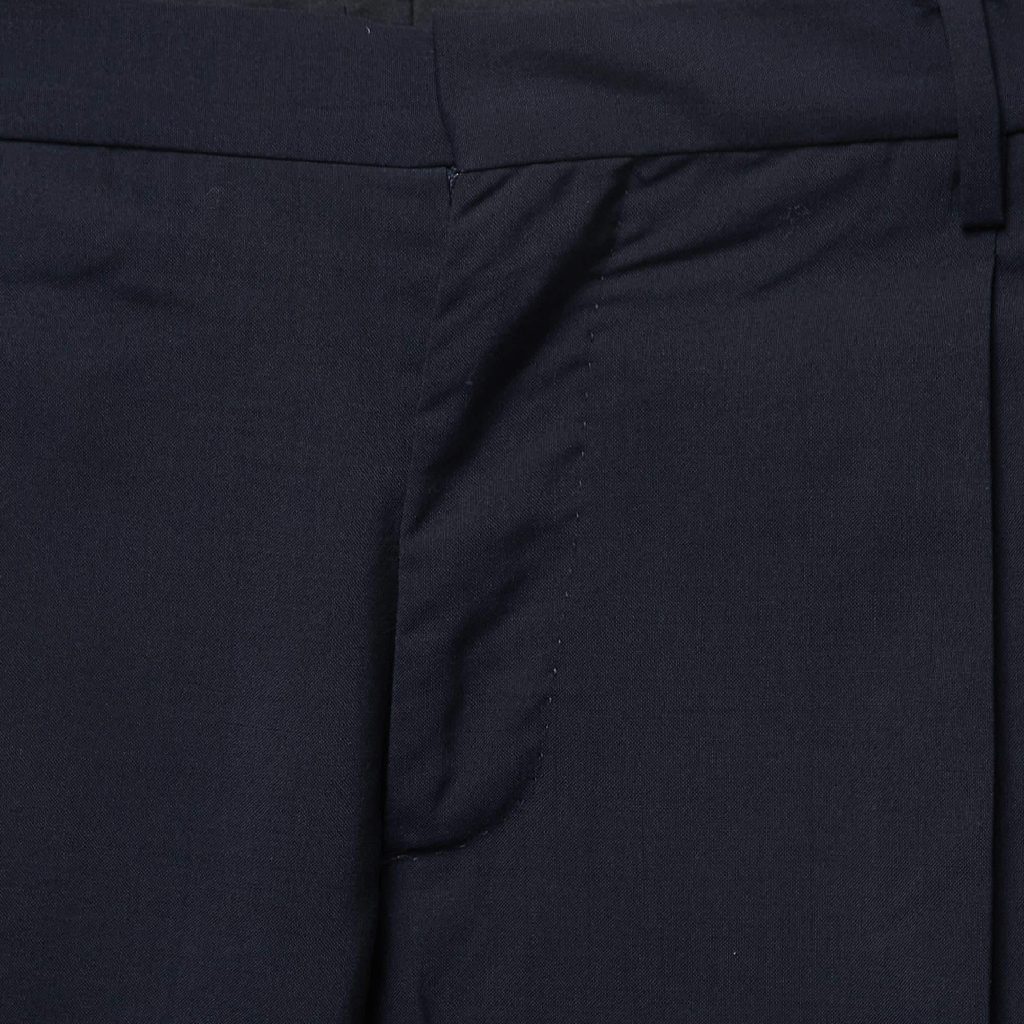 Valentino Navy Blue Wool Trousers S In Good Condition For Sale In Dubai, Al Qouz 2